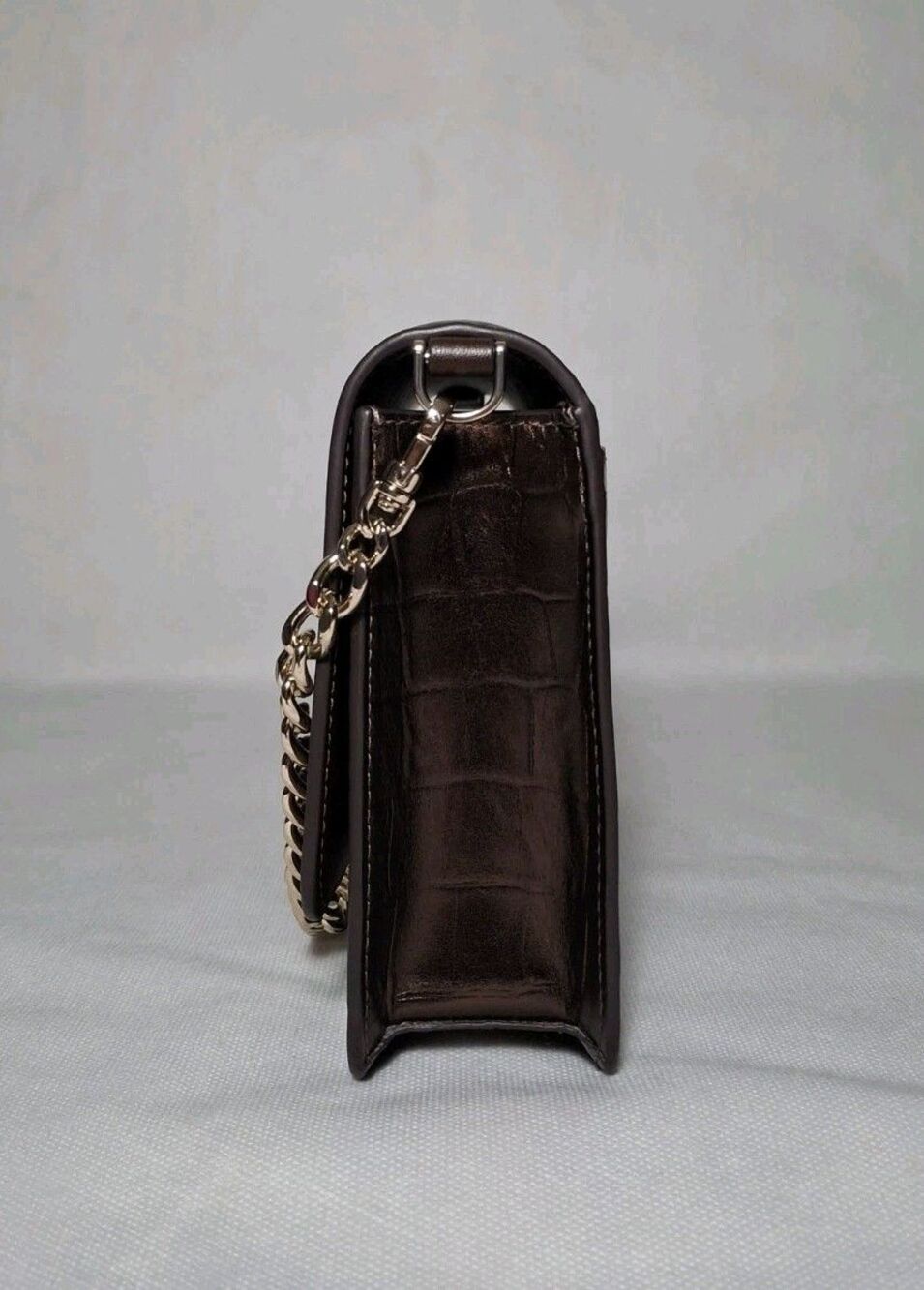 Kate Spade Madison Croc Embossed Willow Medium Convertible Crossbody Brown - Picture 4 of 8